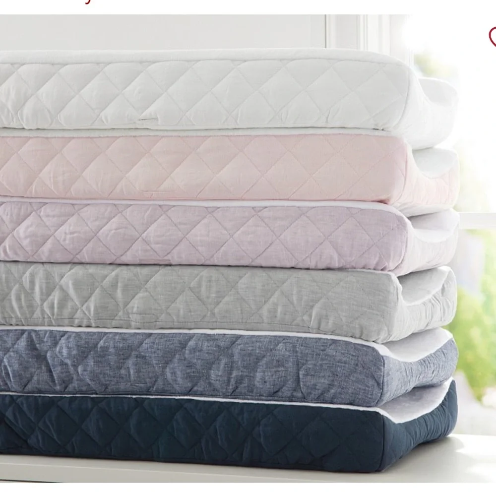 Pottery Barn Kids Quilted Changing Pad Cover - Lavender and White - Picture 3 of 3